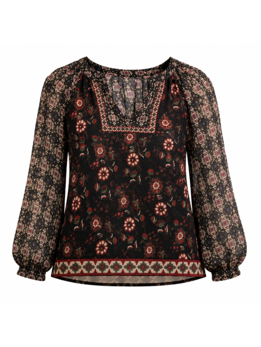 Women's FOREVER 21 Black & Red Floral Blouse, Size L
275